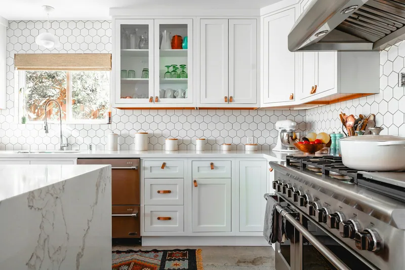 Morning light across a finished family kitchen